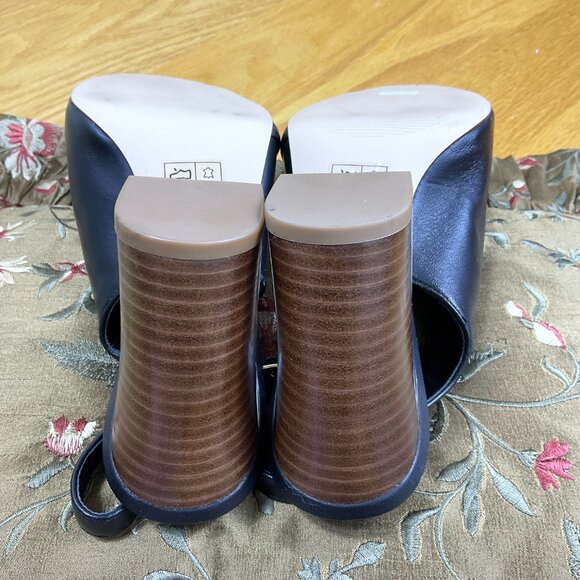 Nine West Heels Leather Peep Toe Slingback Black Morenzo (9) - Picture 6 of 8